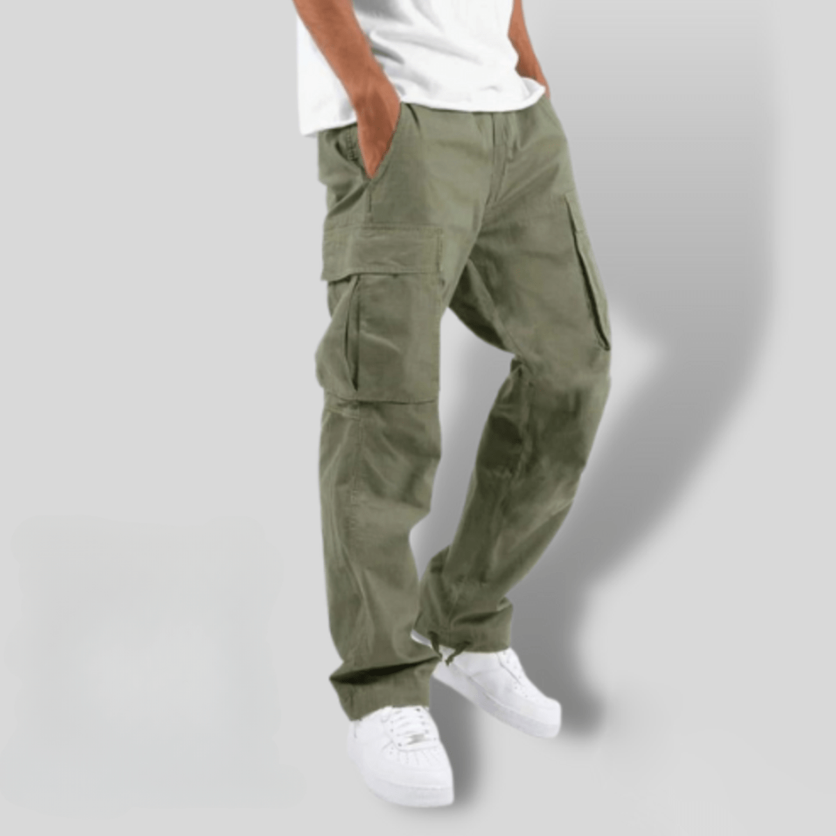 Men's Elastic Waist Cargo Pants With Multiple Pockets