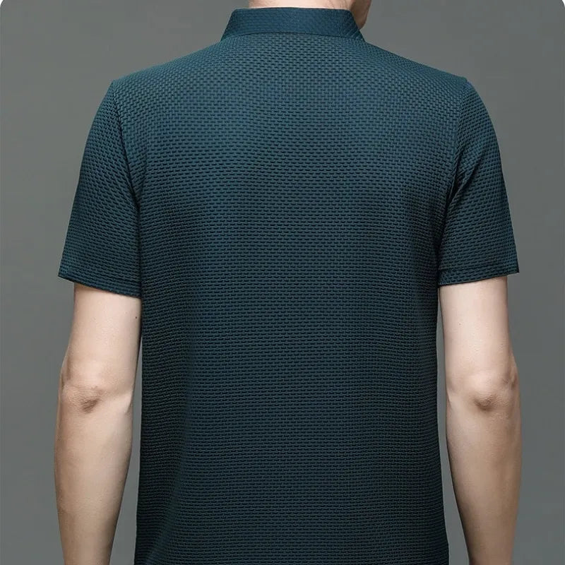 Men's Golf Polo Shirt With Short Sleeves And Textured Fabric