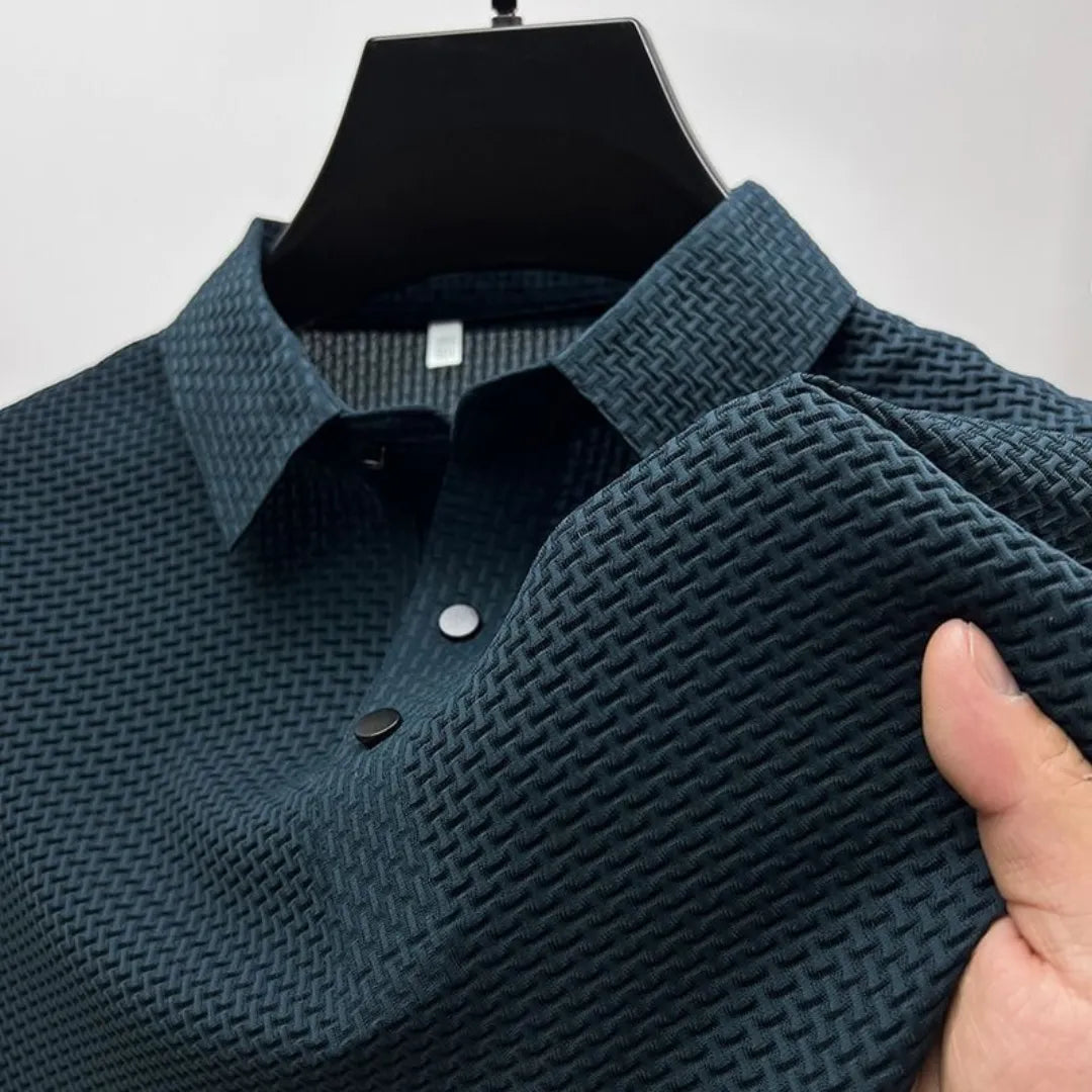 Men's Golf Polo Shirt With Short Sleeves And Textured Fabric