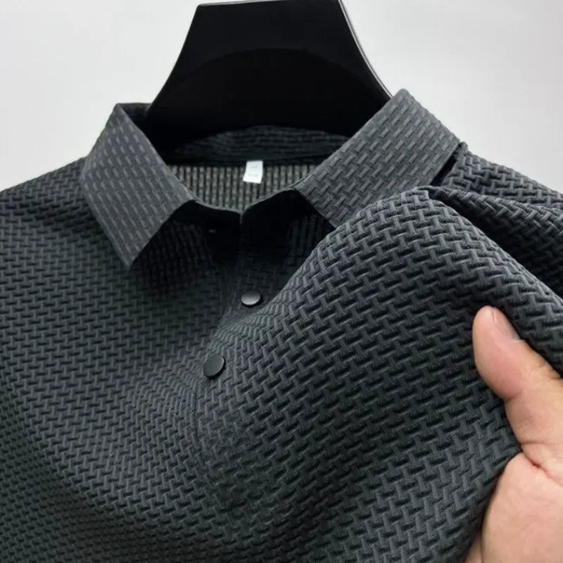 Men's Golf Polo Shirt With Short Sleeves And Textured Fabric