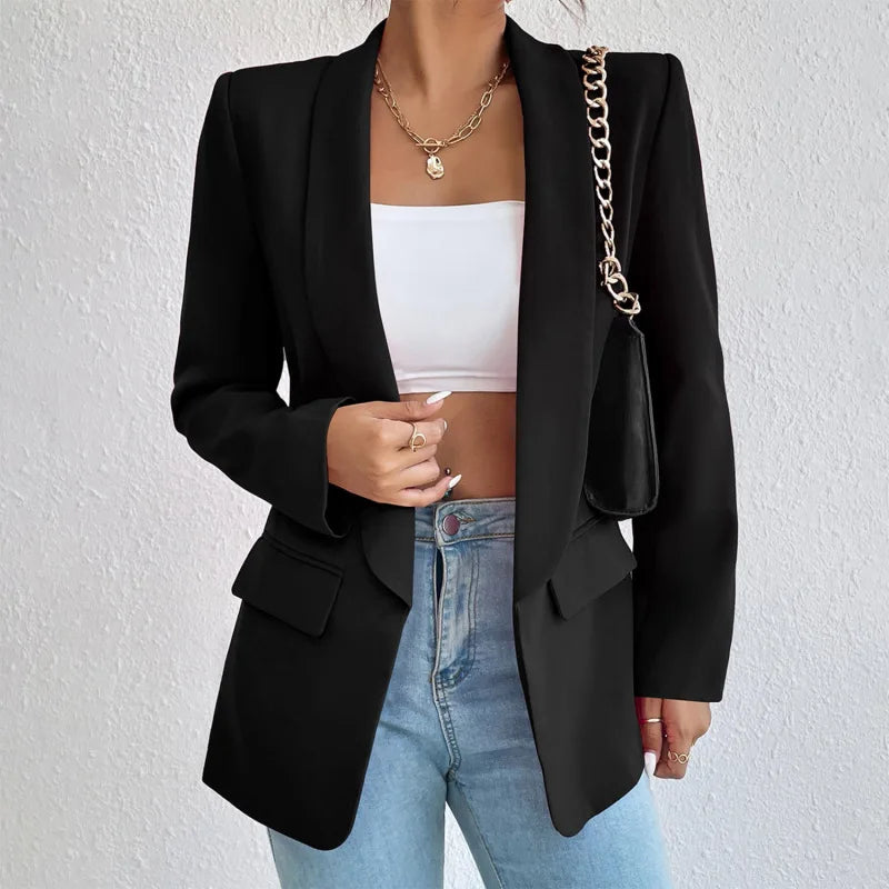 Women's Classic Long Sleeve Blazer With Pocket Flap Detail