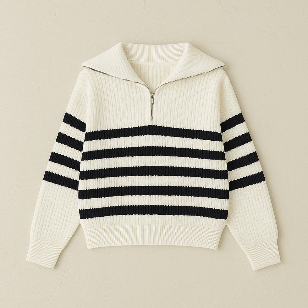 Old Money Ribbed Half-Zip Sweater for Men