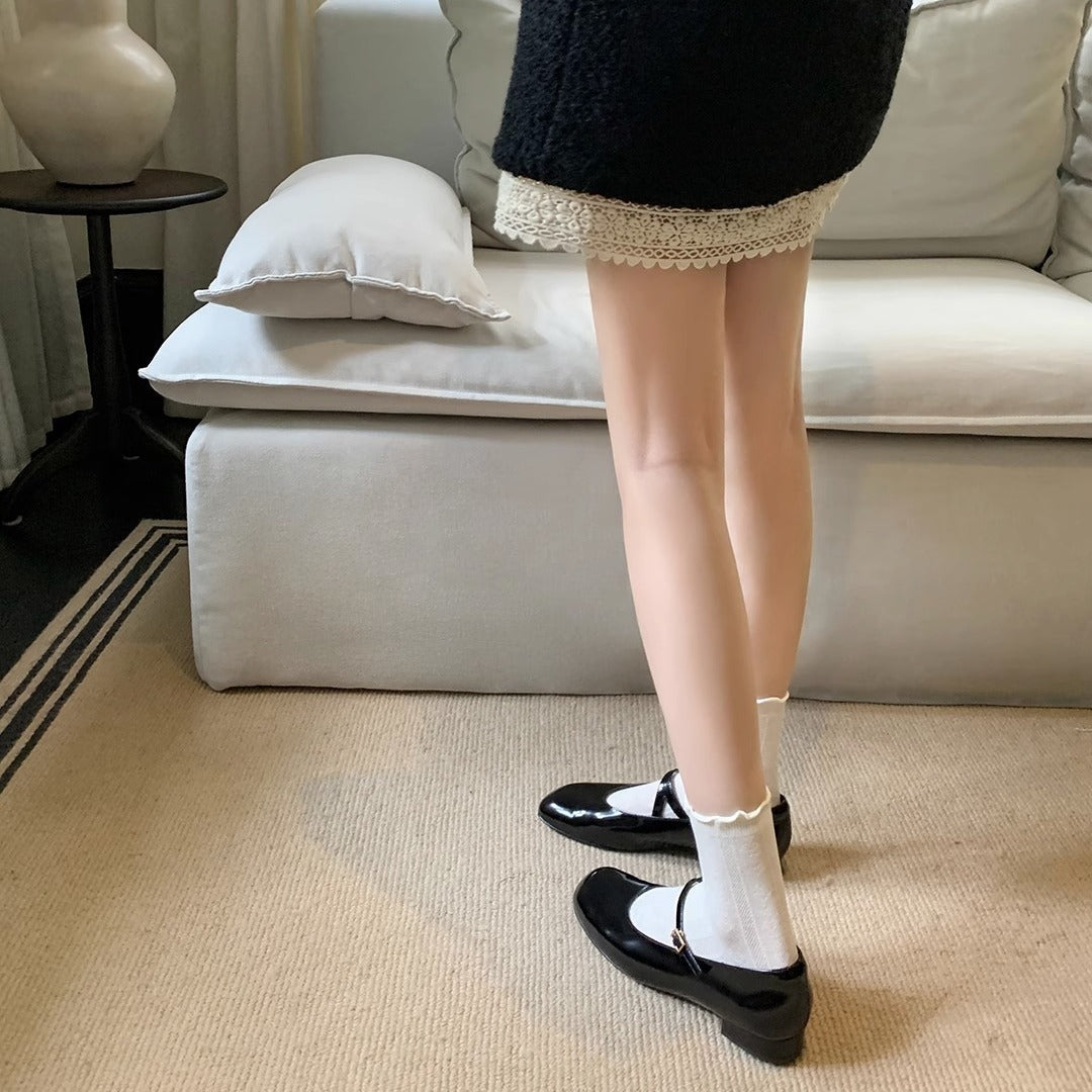Women's Mary Jane Block Heel Ballerinas with Adjustable Strap