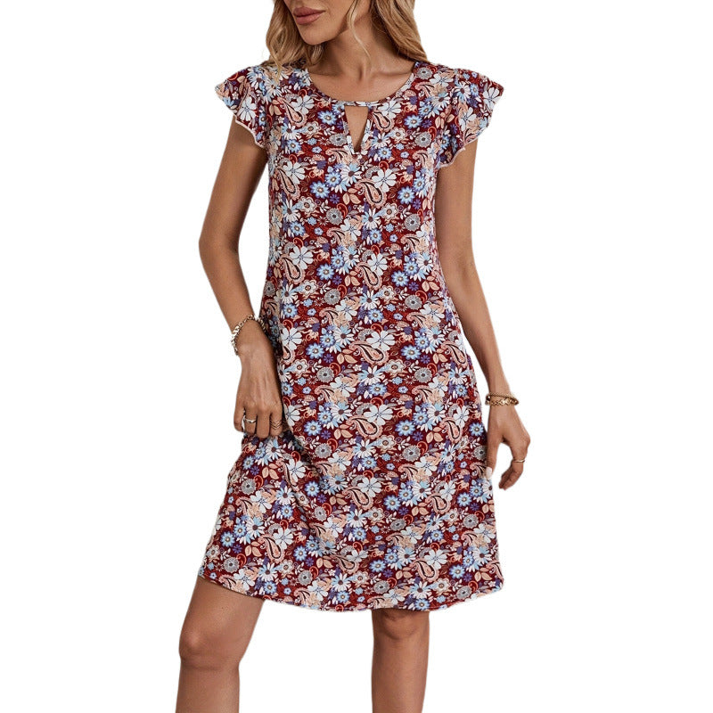 WOMEN'S FLORAL SUMMER MINI DRESS WITH SHORT SLEEVES