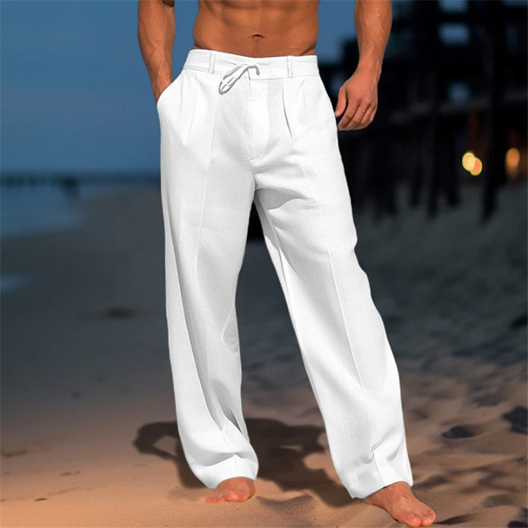 Men's Relaxed Fit Trousers With Drawstring Waist