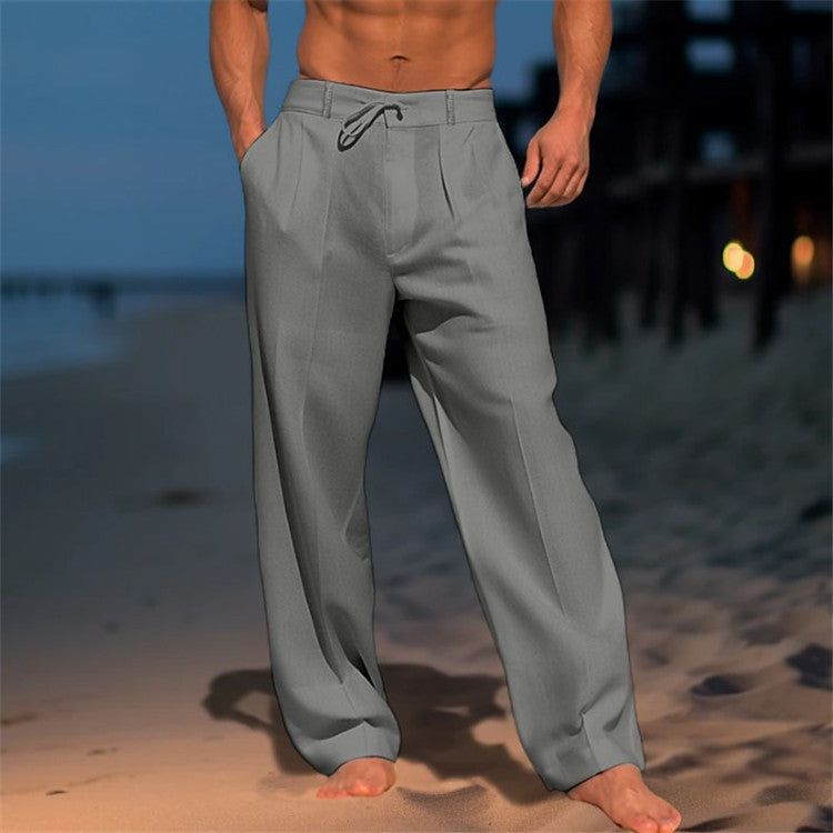Men's Relaxed Fit Trousers With Drawstring Waist
