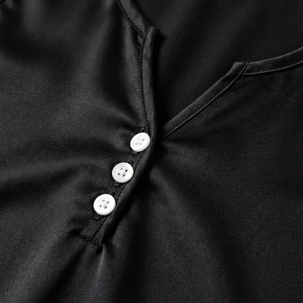 Olive | Women's Shift Dress With Notch Neckline And Button Detail | Casual