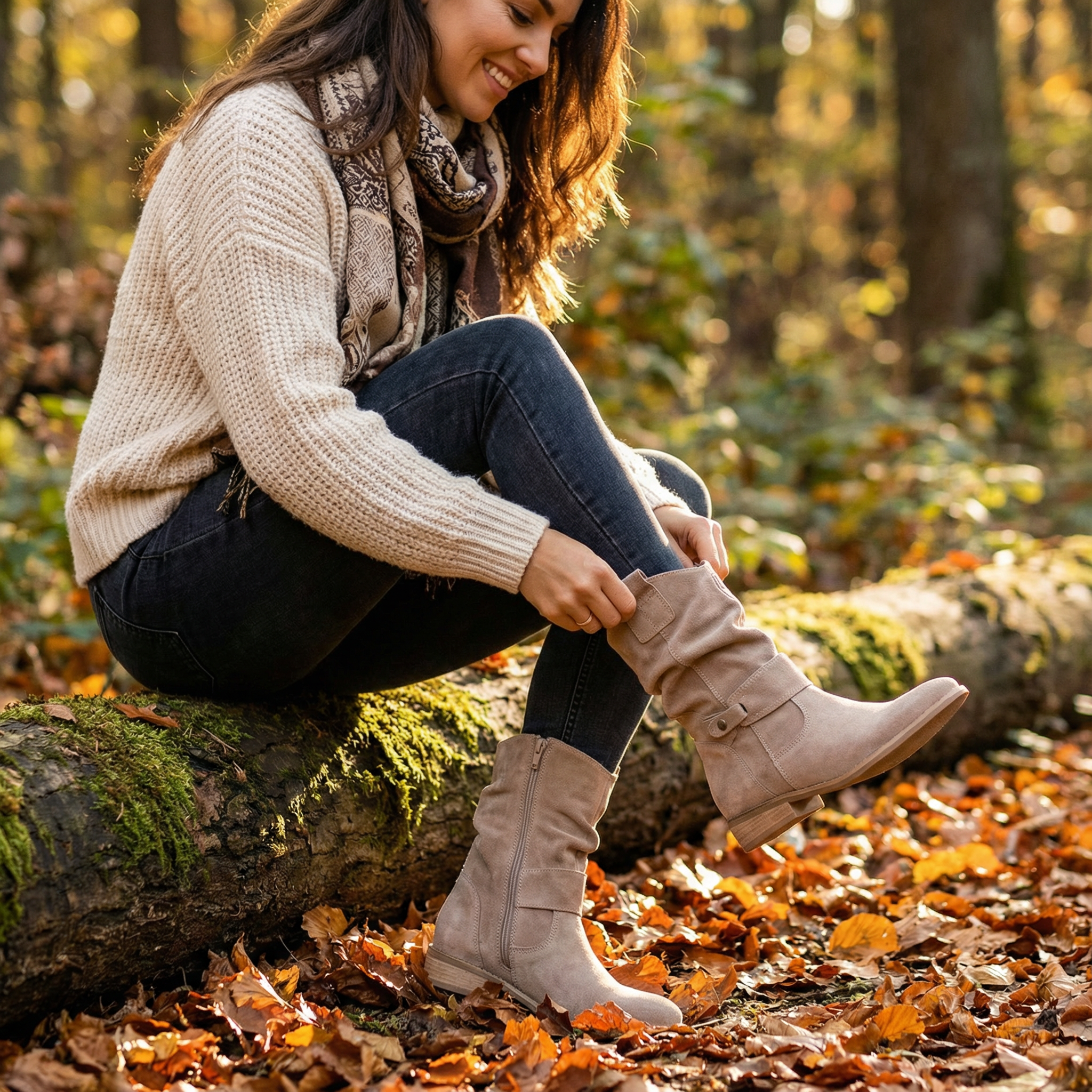 Olivia | Women's Ankle Boots With Buckle Strap Detail And Slouchy Shaft | Casual