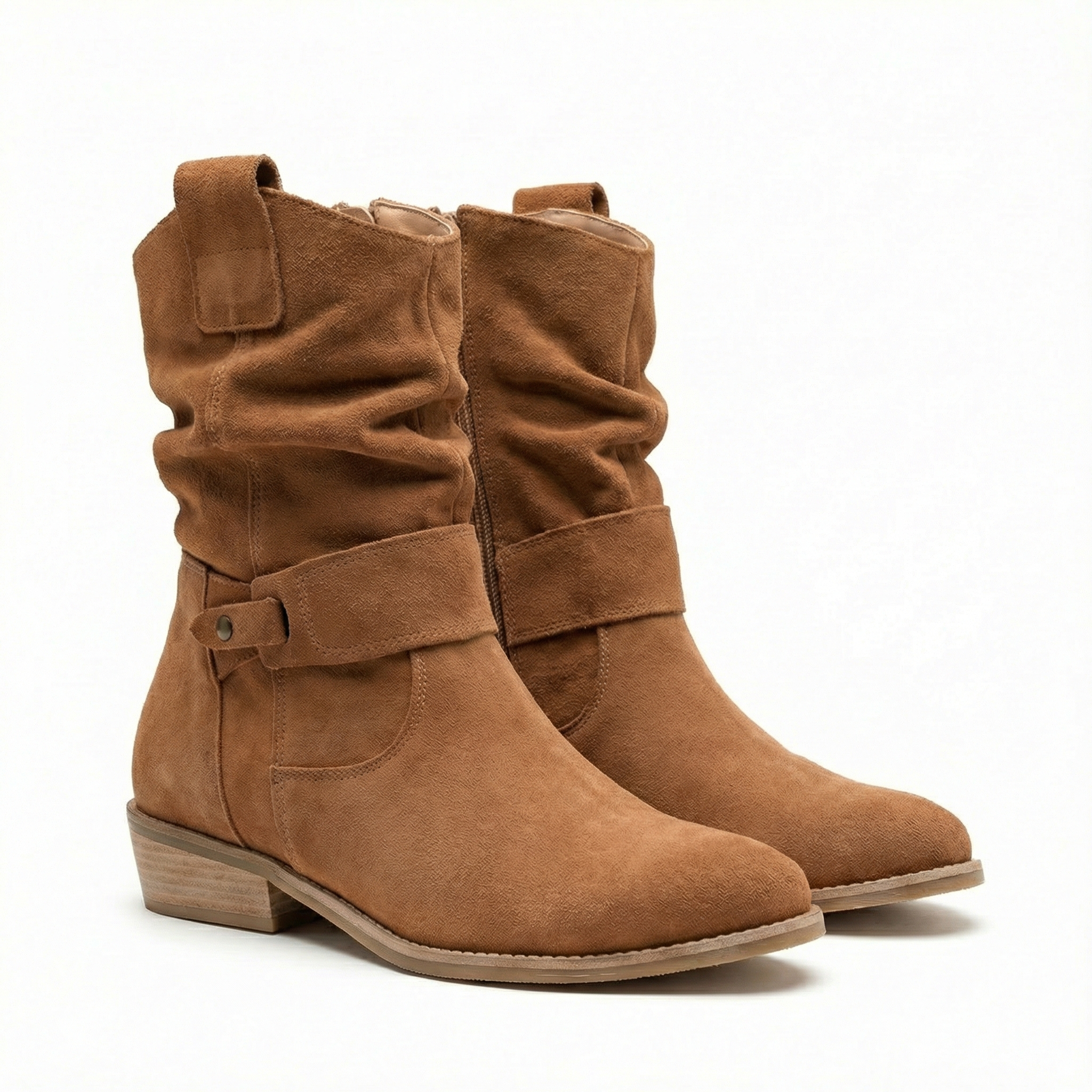 Olivia | Women's Ankle Boots With Buckle Strap Detail And Slouchy Shaft | Casual