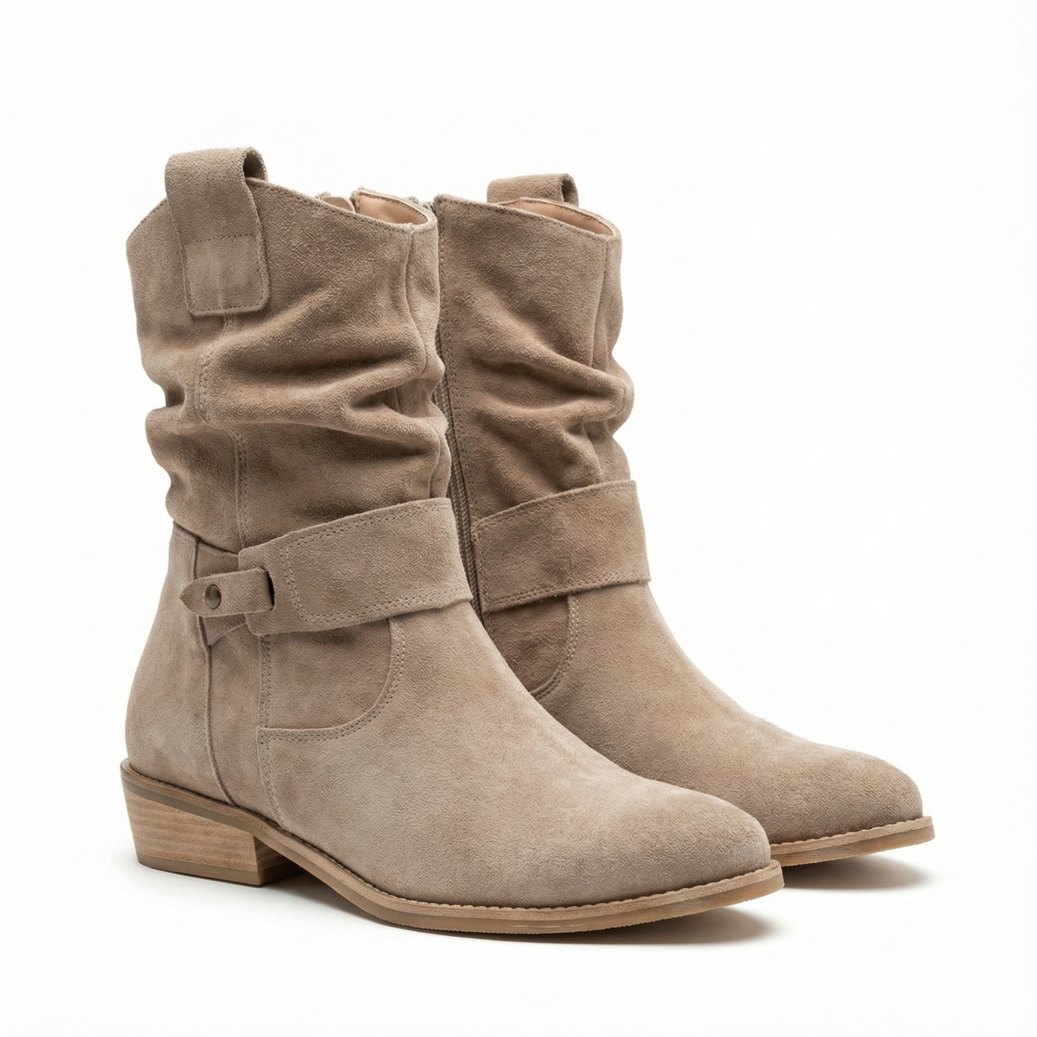 Olivia | Women's Ankle Boots With Buckle Strap Detail And Slouchy Shaft | Casual
