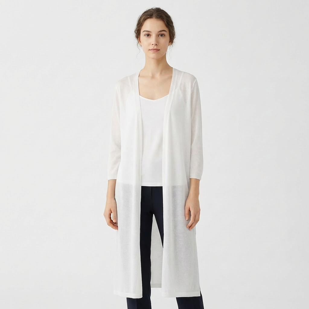 Olivia | Women's Cardigan With Open Front And Midi Length | Effortless