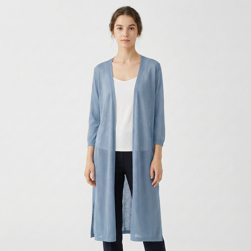 Olivia | Women's Cardigan With Open Front And Midi Length | Effortless
