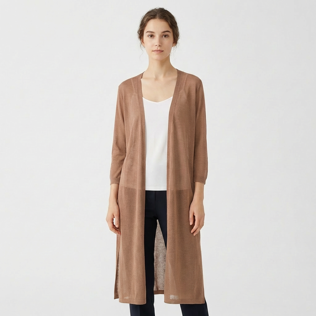 Olivia | Women's Cardigan With Open Front And Midi Length | Effortless
