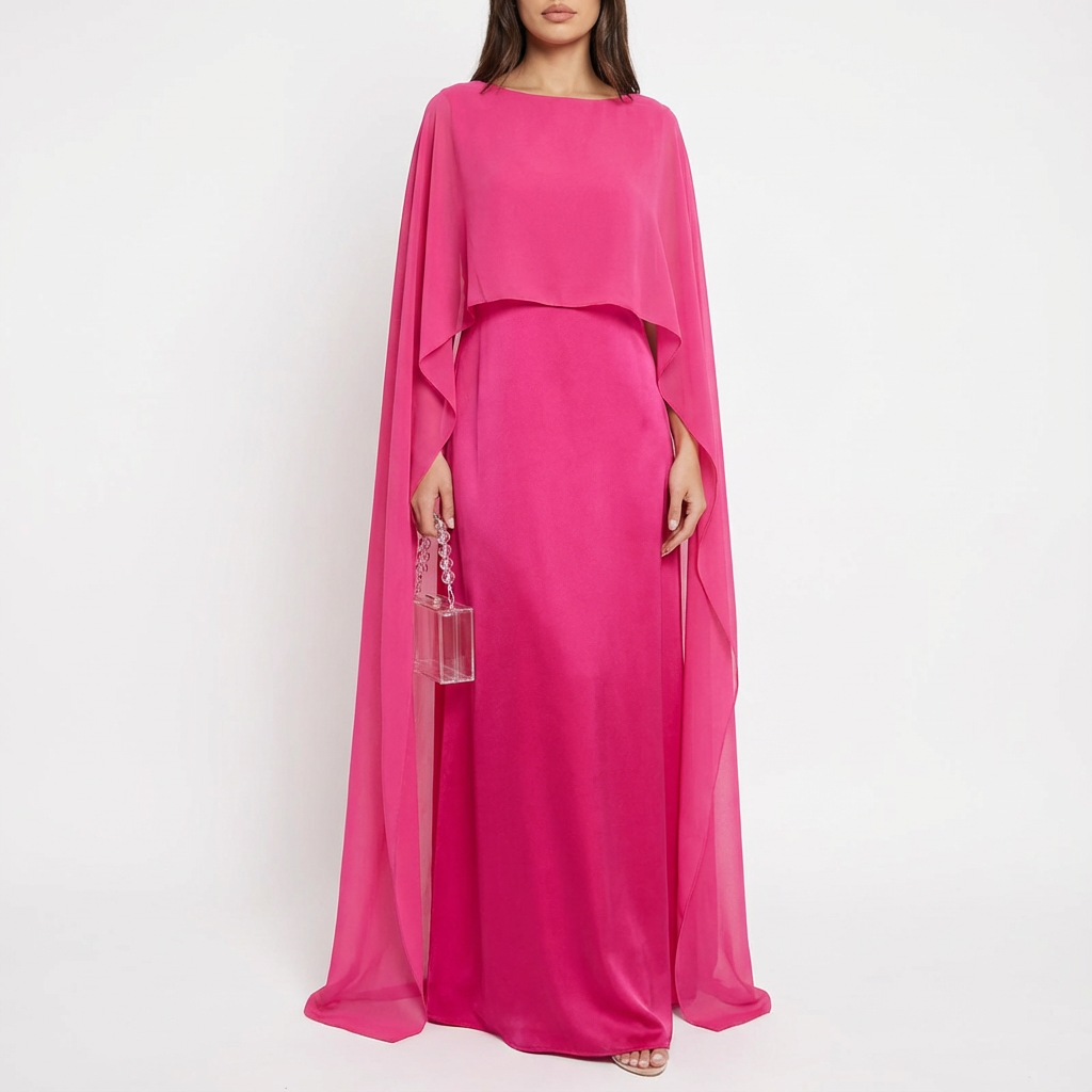 Olivia | Women's Maxi Dress With Draped Cape And Flowing Silhouette | Luxe