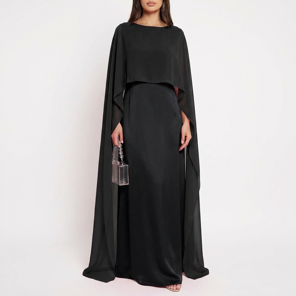 Olivia | Women's Maxi Dress With Draped Cape And Flowing Silhouette | Luxe