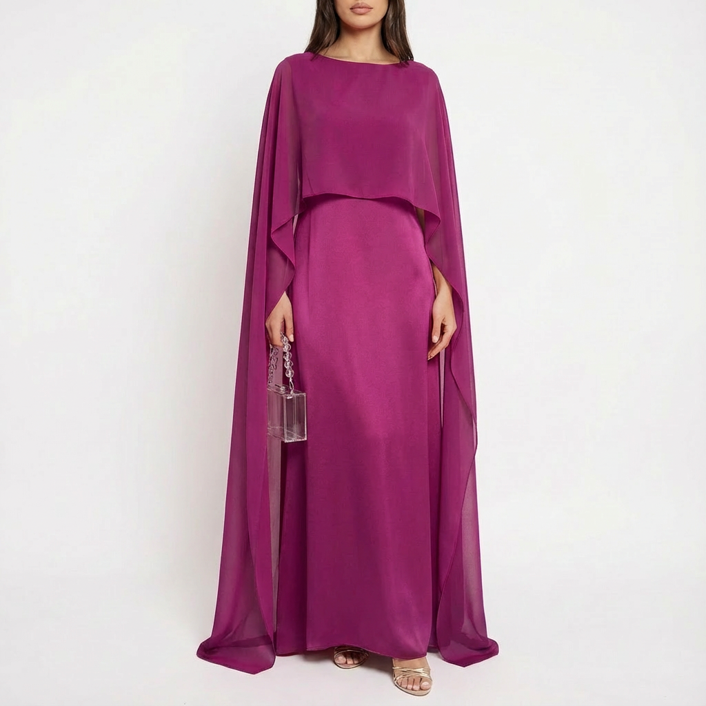 Olivia | Women's Maxi Dress With Draped Cape And Flowing Silhouette | Luxe