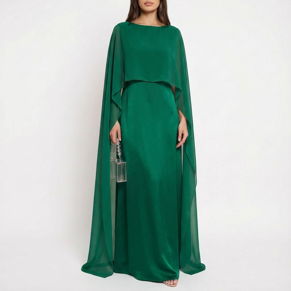 Olivia | Women's Maxi Dress With Draped Cape And Flowing Silhouette | Luxe