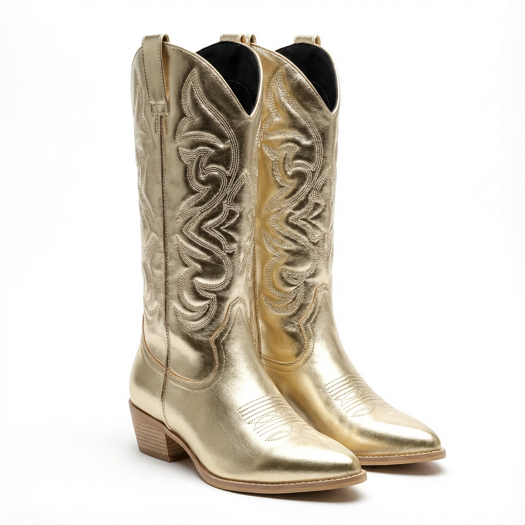 Olivia | Women's Western Boots With Metallic Shine And Pointed Toe | Glamorous