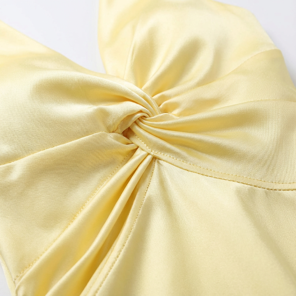 Poppy | Women's Yellow Maxi Dress With Halter Top And Front Knot Detail | Luxe