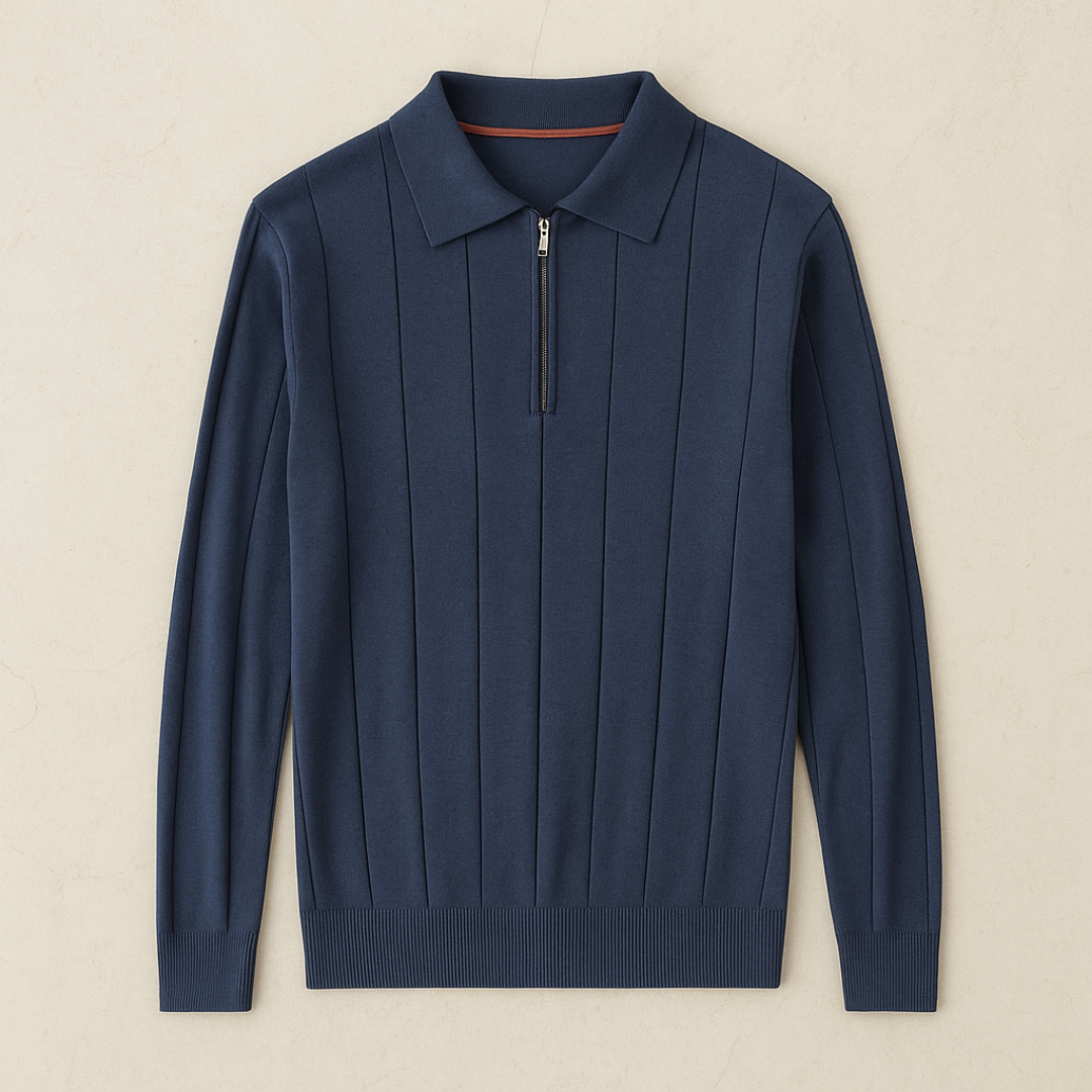 Premium Cashmere Half-Zip Sweater for Men – Luxurious Comfort, Vertical Rib Structure, Versatile Style