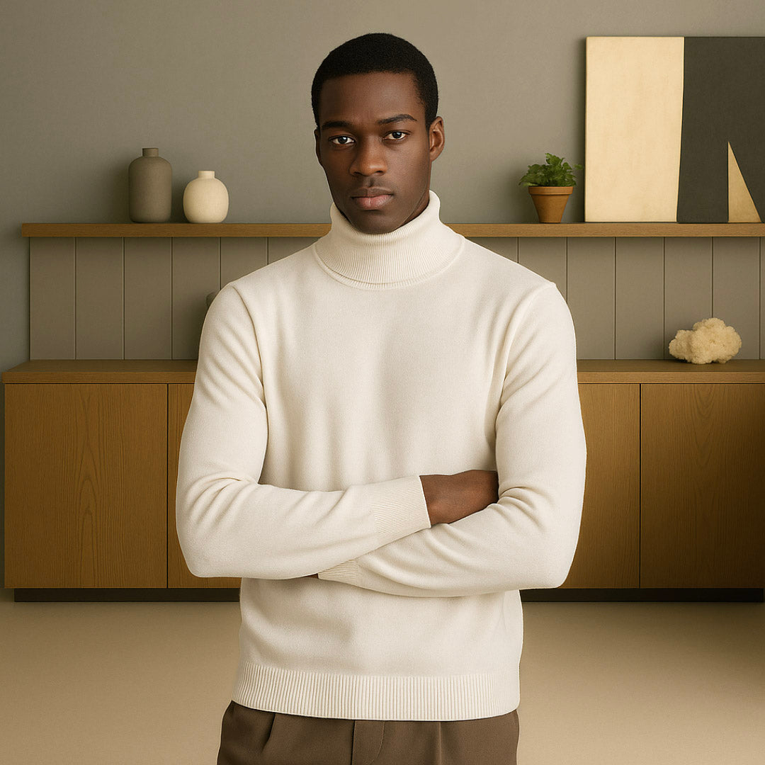 Premium Cashmere Turtleneck Sweater for Men – Soft, Lightweight, Classic Fit, Versatile Layering
