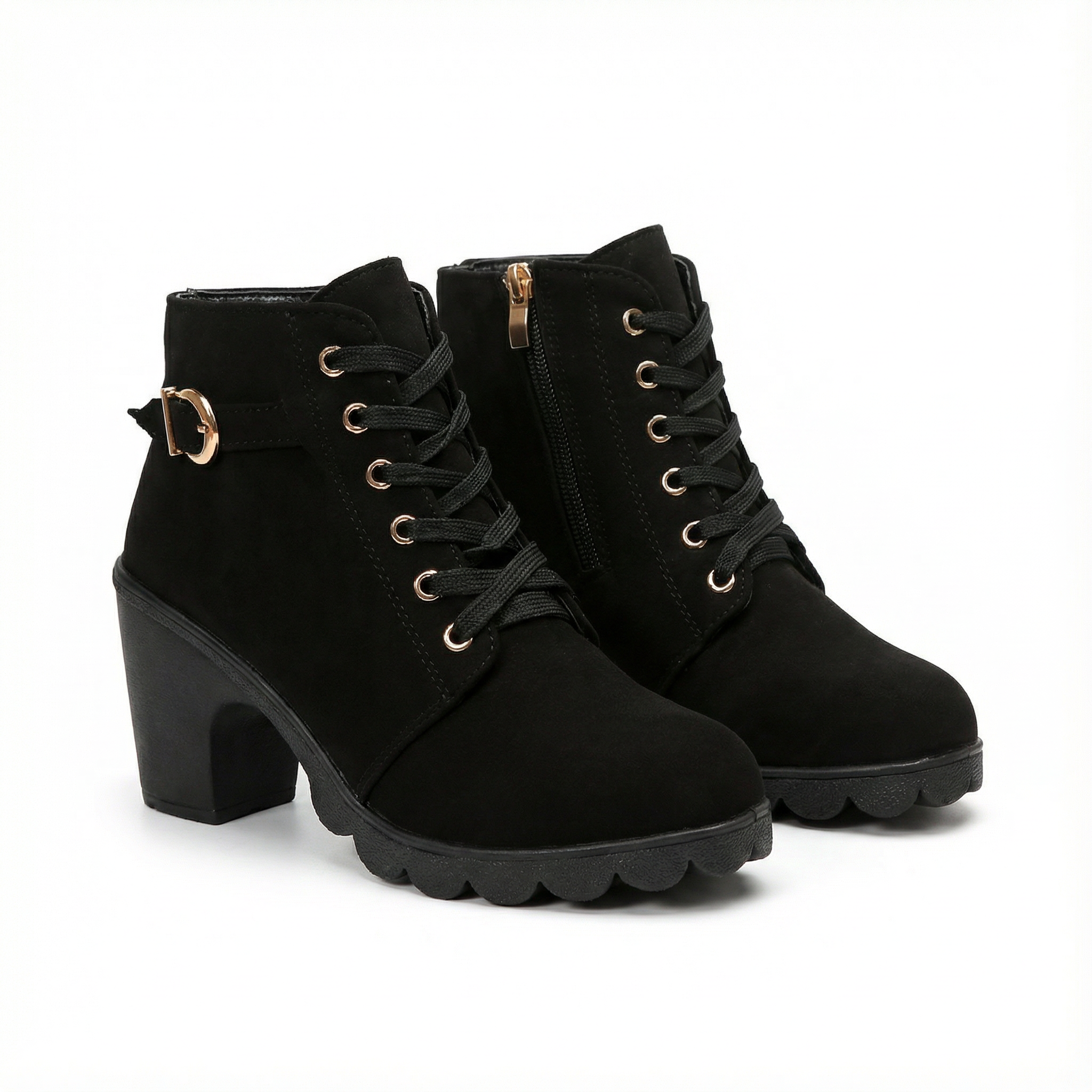 Rosie | Women's Heeled Ankle Boots With Buckle Strap And Chunky Heel | Edgy