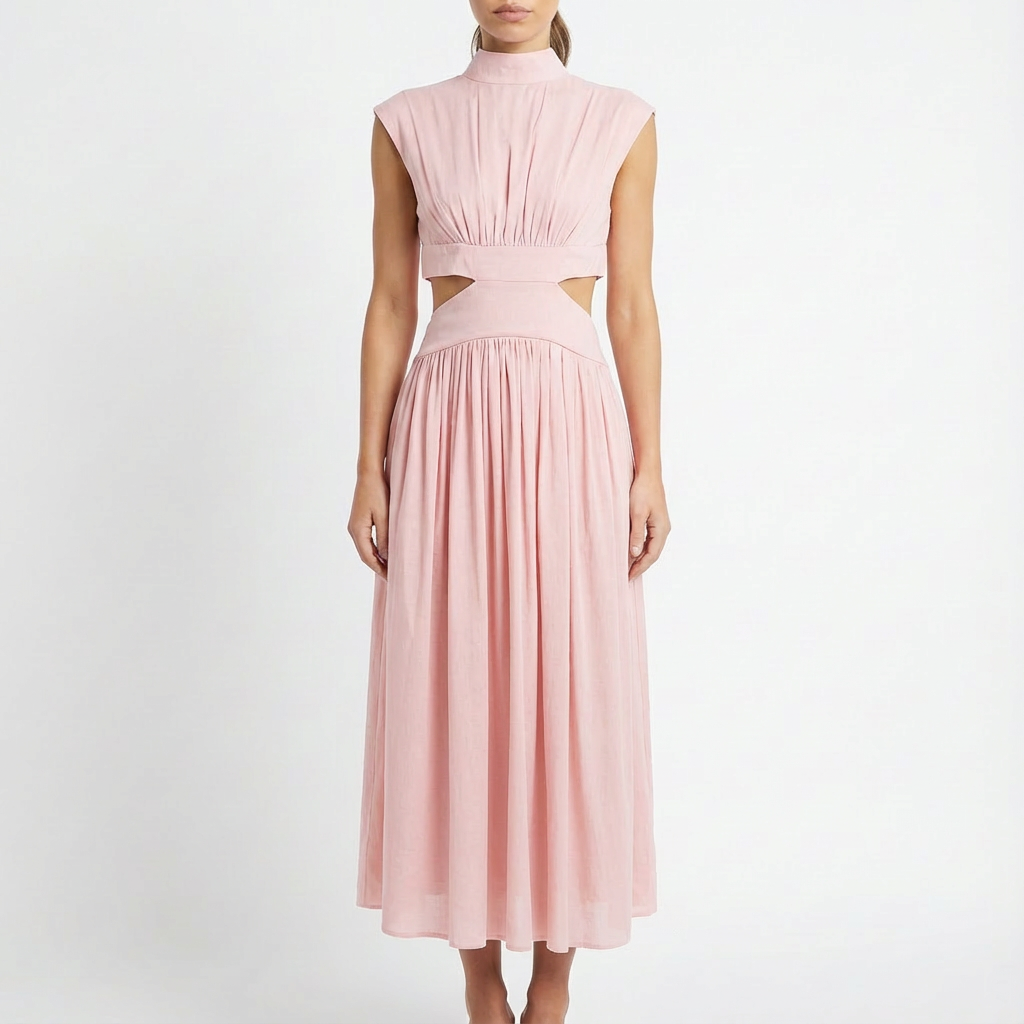 Rosie | Women's Maxi Dress With High Neckline And Ruched Detail | Elegant