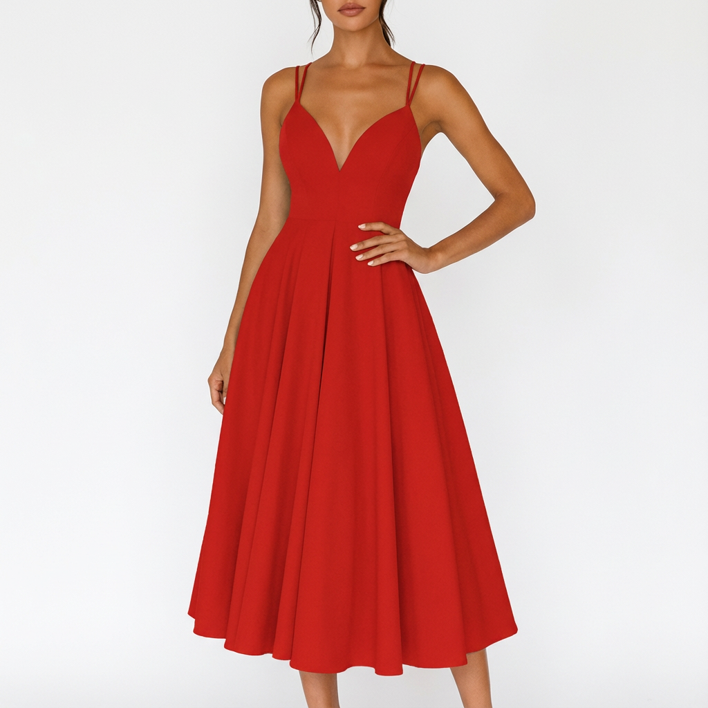 Rosie | Women's Midi Dress With Sweetheart Neckline And Full Skirt | Classic