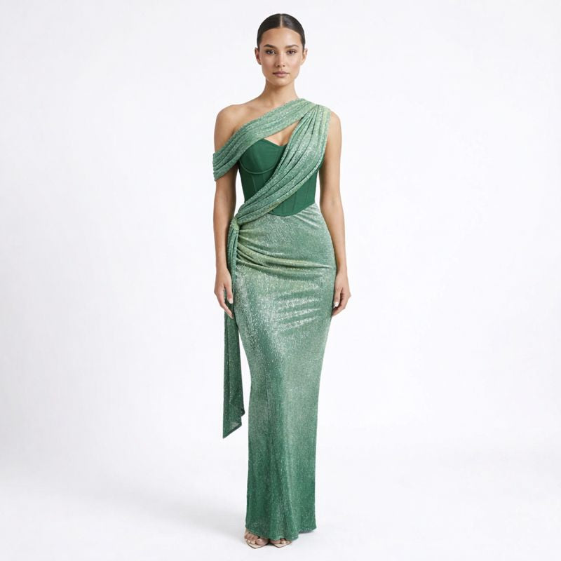 Ruby | Women's Maxi Dress With One-Shoulder Design And Draped Detail | Glamorous