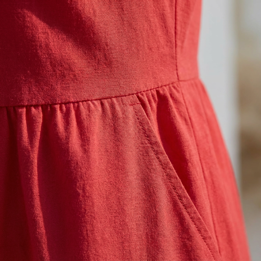 Ruby | Women's Midi Dress With Round Neckline And Gathered Waist | Relaxed