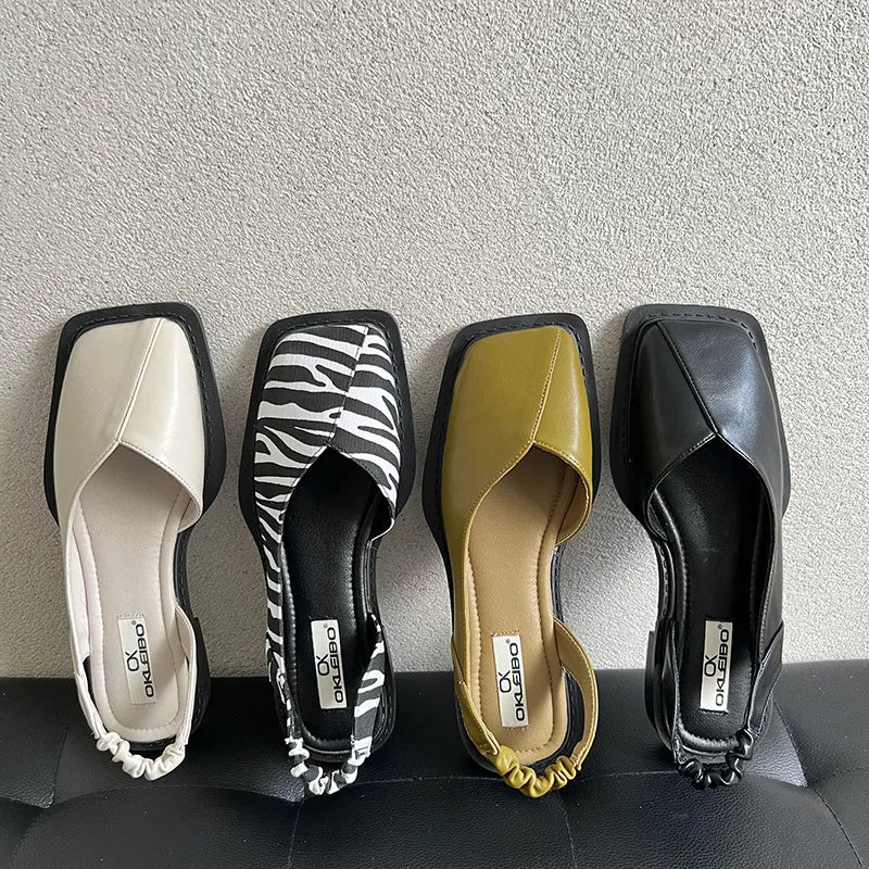 Women's Slingback Sandals With Square Toe Design