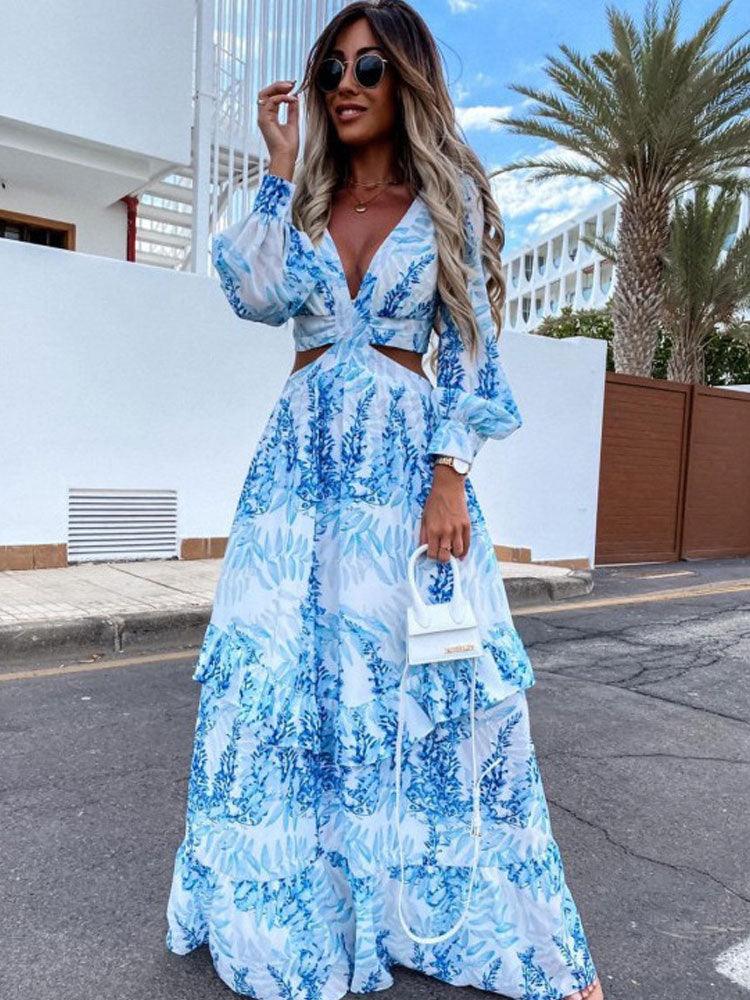 STYLISH FLORAL PRINT MAXI FLORAL DRESS