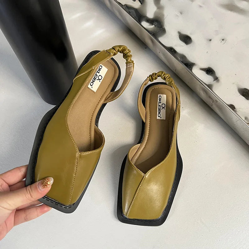 Women's Slingback Sandals With Square Toe Design