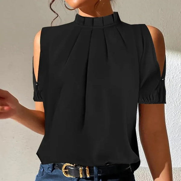 Women's Summer Blouse With Mock Neck