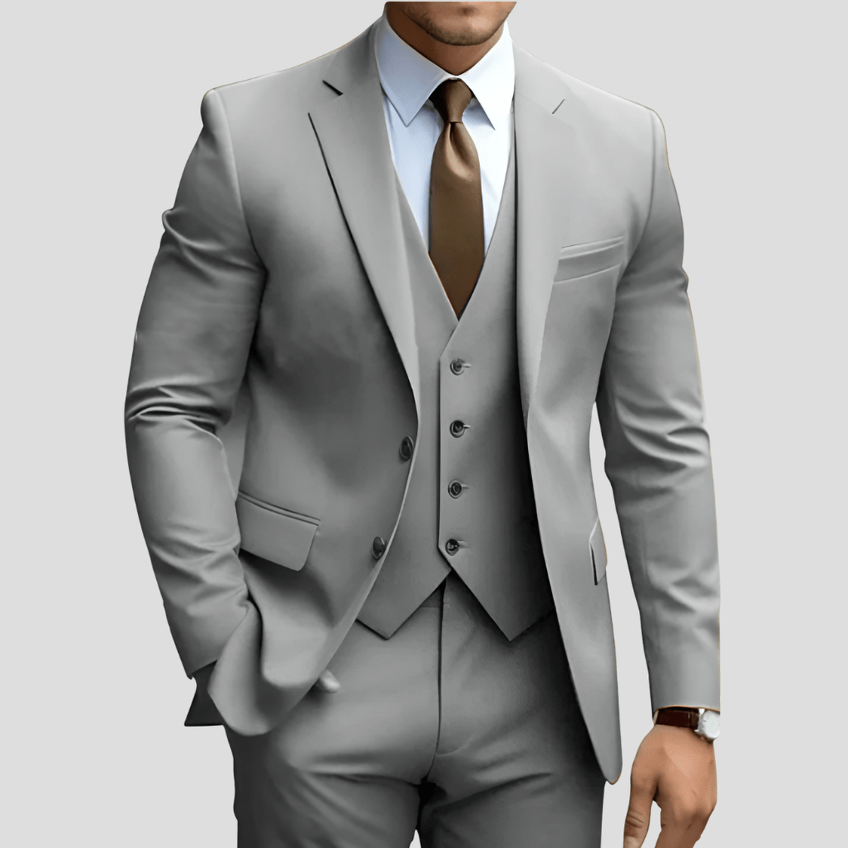 Men's Slim Fit Three-piece Suit With Vest