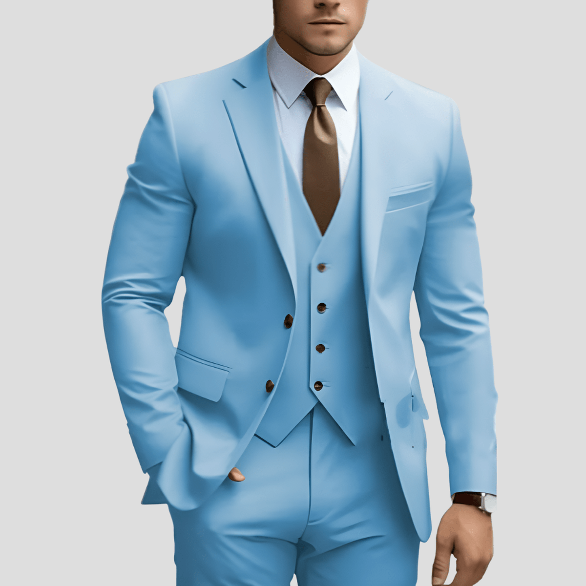 Men's Slim Fit Three-piece Suit With Vest