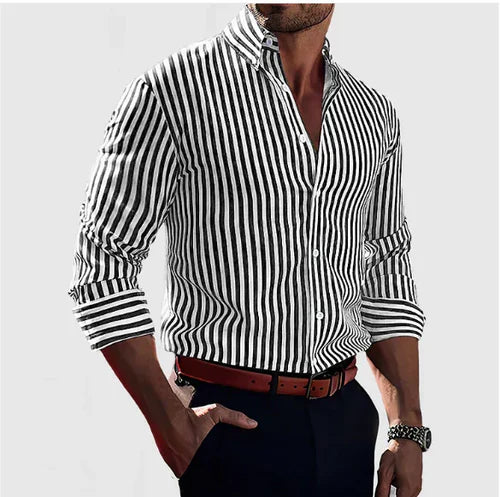 Old Money Striped Cotton Shirt for Men