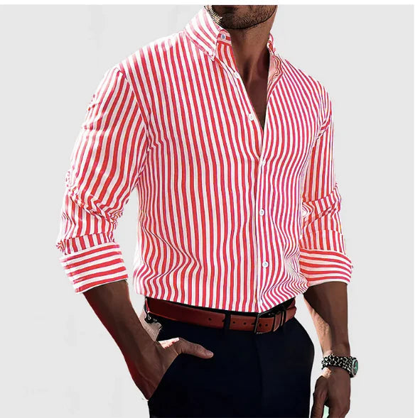 Old Money Striped Cotton Shirt for Men