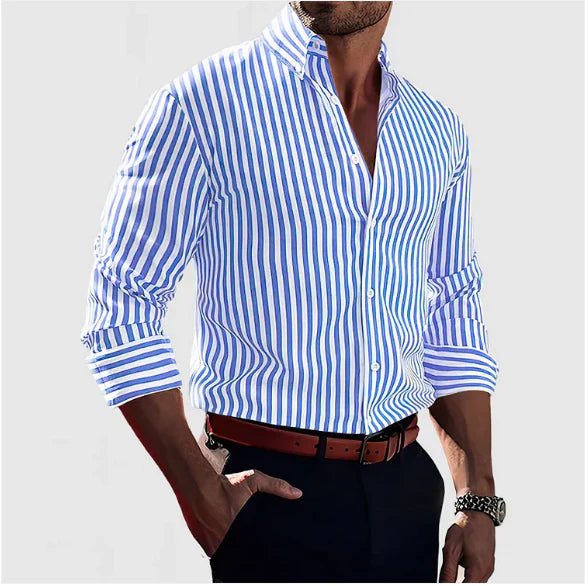 Old Money Striped Cotton Shirt for Men