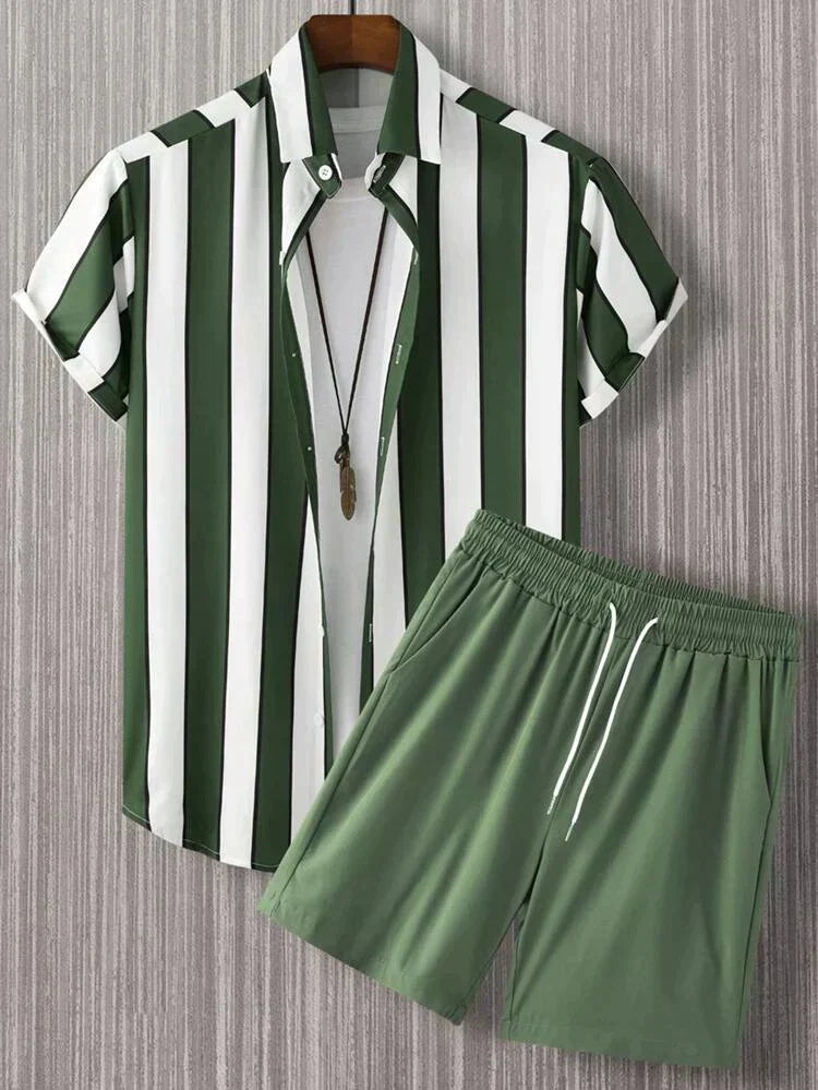 Summer Striped Two Piece Set for Men
