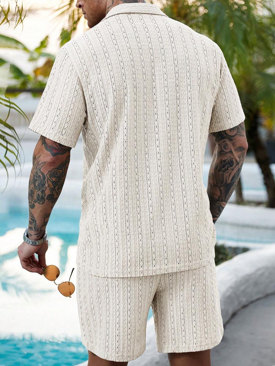 Men's Summer Hollow Shirt and Shorts Set