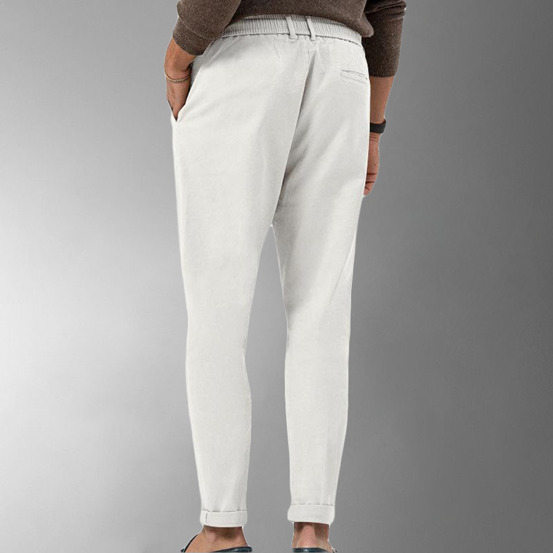 MEN'S LINEN DRAWSTRING PANTS WITH ELASTIC WAIST