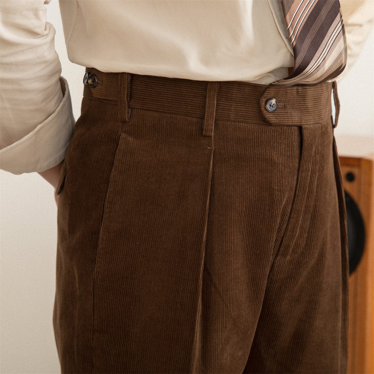 Tailored Men's Corduroy Pants, Wrinkle-Resistant Fabric, Versatile Fit for Formal and Casual Wear