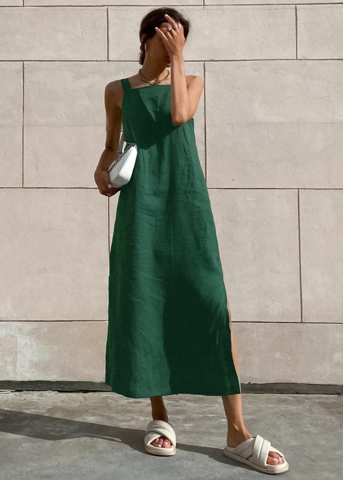 Women's Cotton Square Neck Midi Dress