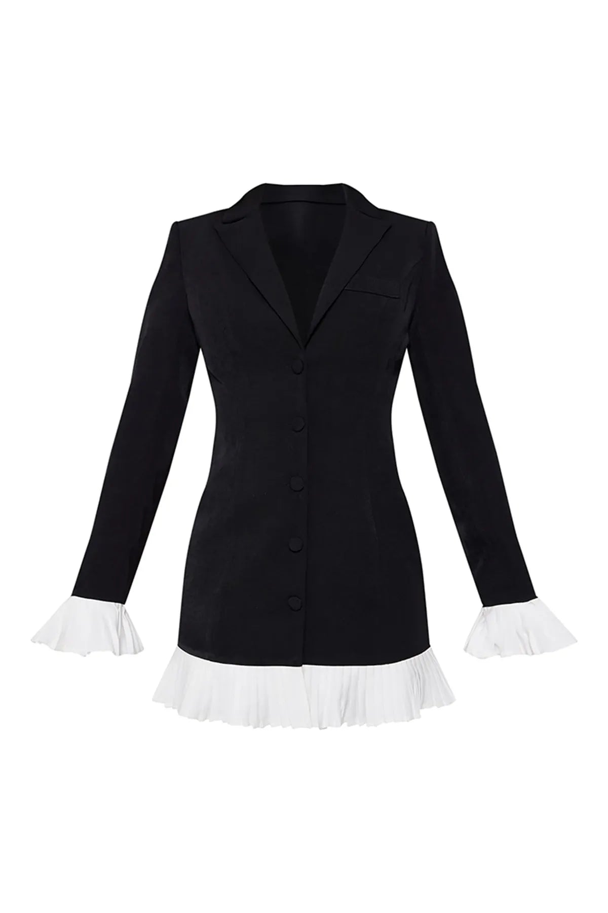 Women's V-neck Long Sleeve Mini Dress With Pleated Hem And Cuffs