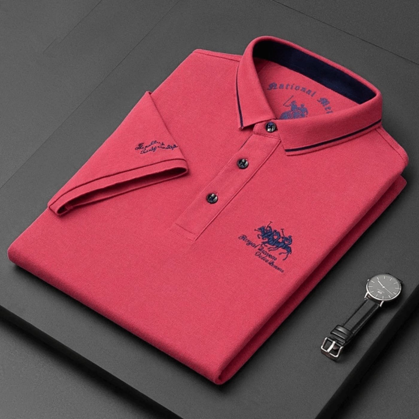 Men's Short Sleeve Polo Shirt With Embroidered Logo