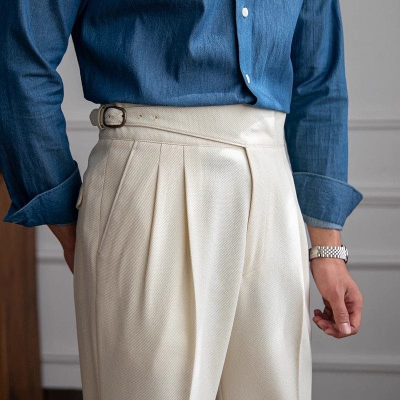 Vintage Trousers with Tailored Fit and Classic Front Folds – Versatile Style for Formal and Casual Wear