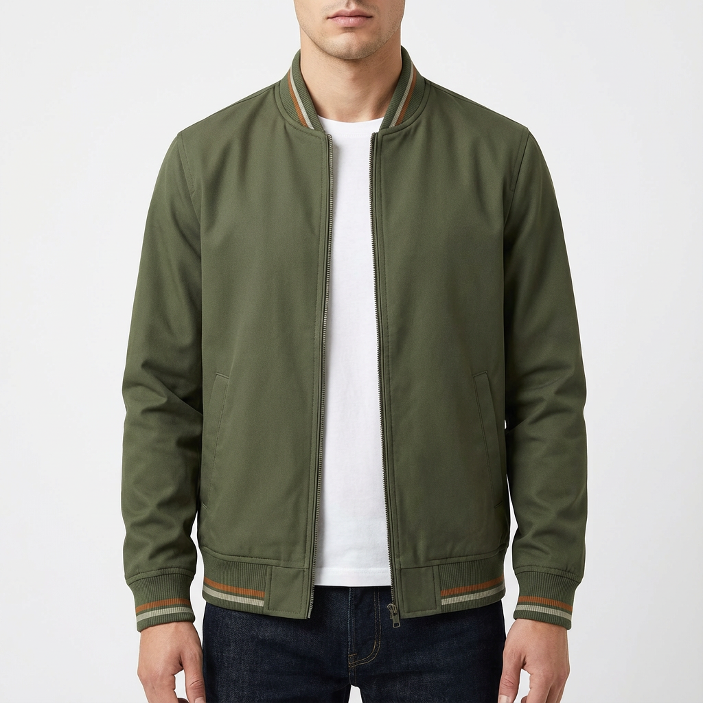 Willard | Men's Ribbed Trim Zip Bomber Jacket