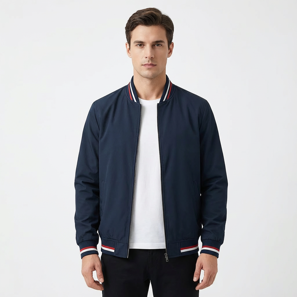 Willard | Men's Ribbed Trim Zip Bomber Jacket