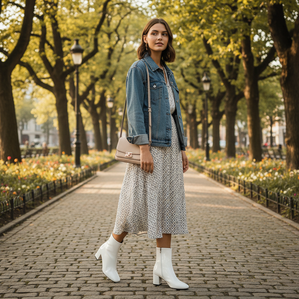 Willow | Women's White Heeled Ankle Boots With Square Toe And Side Zip | Elegant